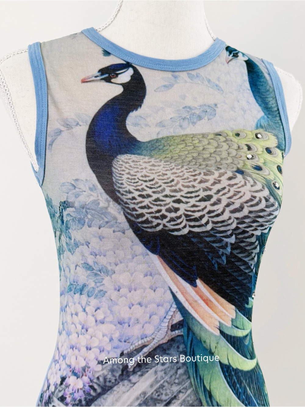 Extremely Rare Y2K Vintage Peacock Rhinestone Sleeveless Top ASO Lizzie McGuire - Picture 13 of 14